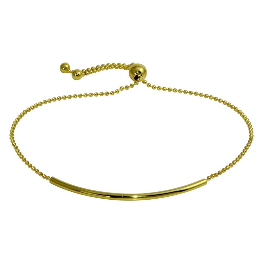 Silver 925 Gold Plated Tube Bead Lariat Bracelet